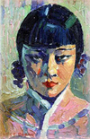 Small oil painting of Anna May Wong
