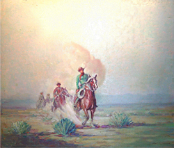 Oil painting of western moview scene
