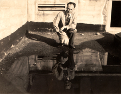 Photo of Jewett Bubar in artist's smock